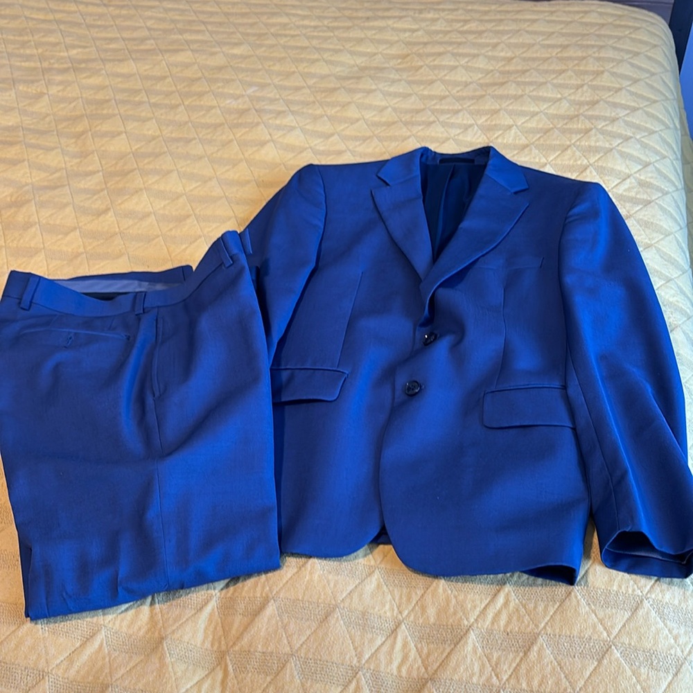 NWOT Men’s Calvin Klein Suit Bright Blue Event Wedding- Jacket 40S/Pant 32Wx30L